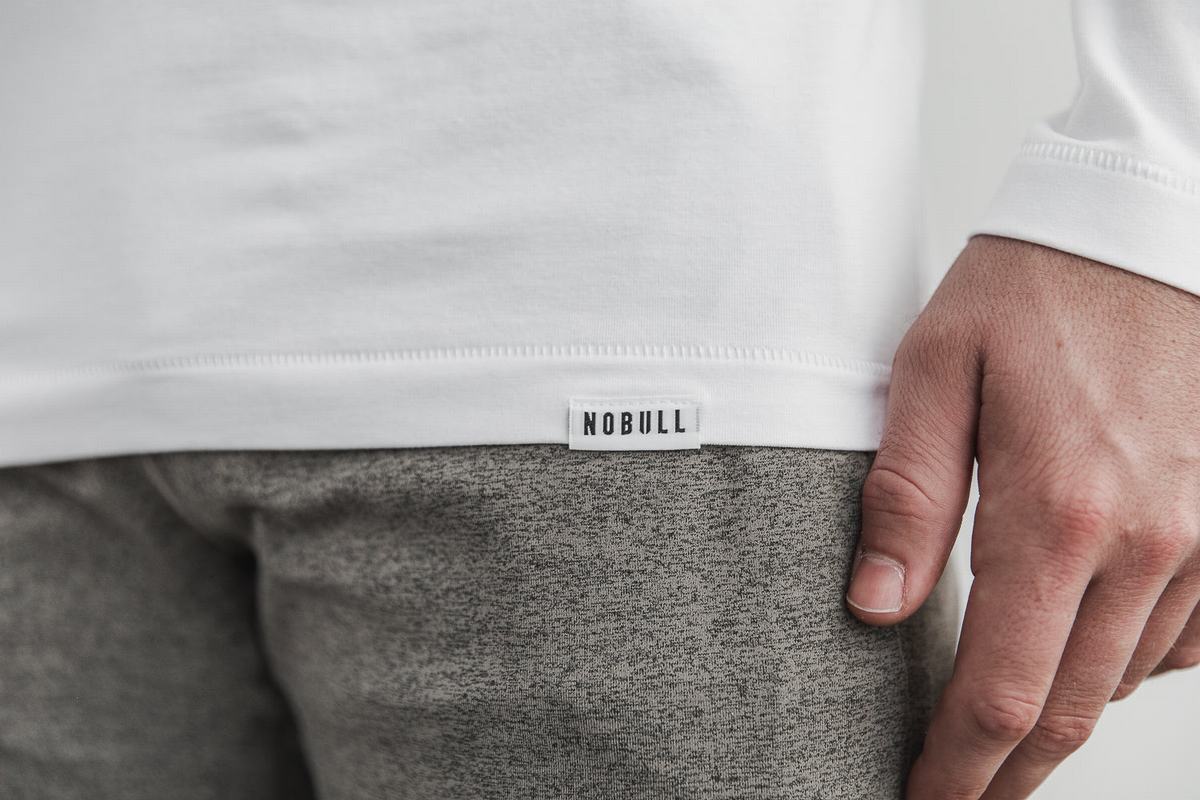 Nobull Lightweight Men's Long Sleeves White | Australia (WY0162)